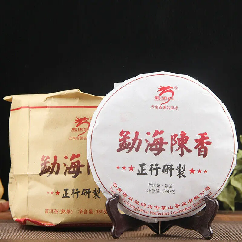 

Chinese Menghai Big Tree Cooked Pu-erh Black Tea 380g Gift Tea Pu'er Tea Cake