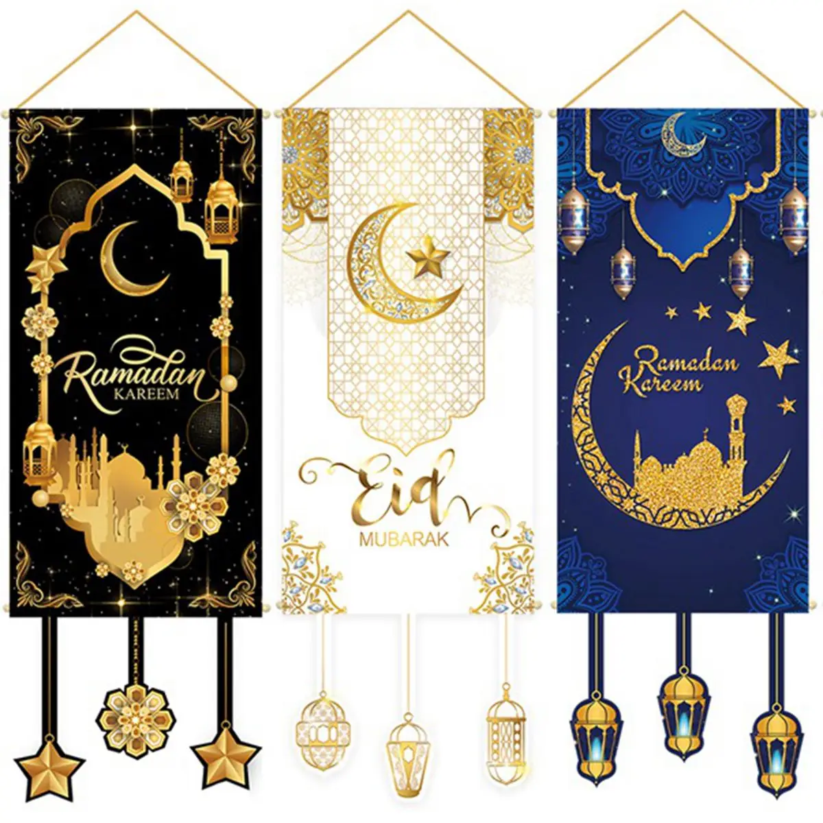 

Eid Mubarak подвесные флаги украшения на Рамадан 2023 для домашней двери исламский мусульманский рандейский Декор Рамадан Kareem Eid Al Adha Gifts