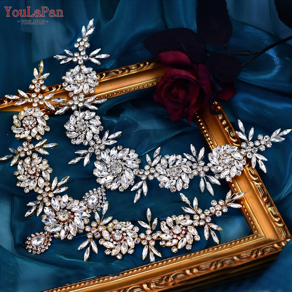 

YouLaPan HP440 Fashion Wedding Headband Forehead Bridal Crown Water Drop Rhinestone Head Tiara Flower Women Headdresses Gift