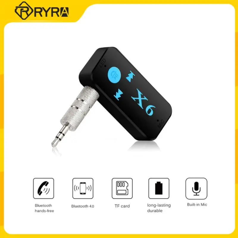 

X6 Draadloze Bluetooth4.1 Audio Music Receiver Stereo Car Kit Adapter 3.5Mm Aux Handsfree Carkit Ondersteuning Tf-kaart A2DP Mp3
