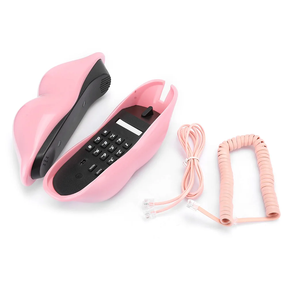 

Mouth Shape Lips Telephone Multi-Functional Cute Desk Landline Phone Decoration Set Stylish Household DIY