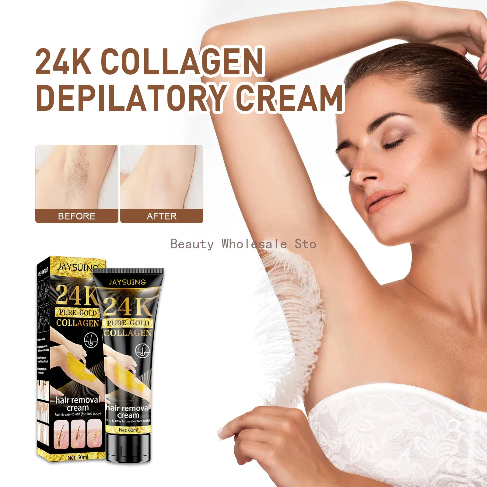 

Jaysuing Painless Hair Removal Cream Face Arm Leg Back Underarms Bikini Line Full Body Repair Gentle Non-Irritating Skin Care