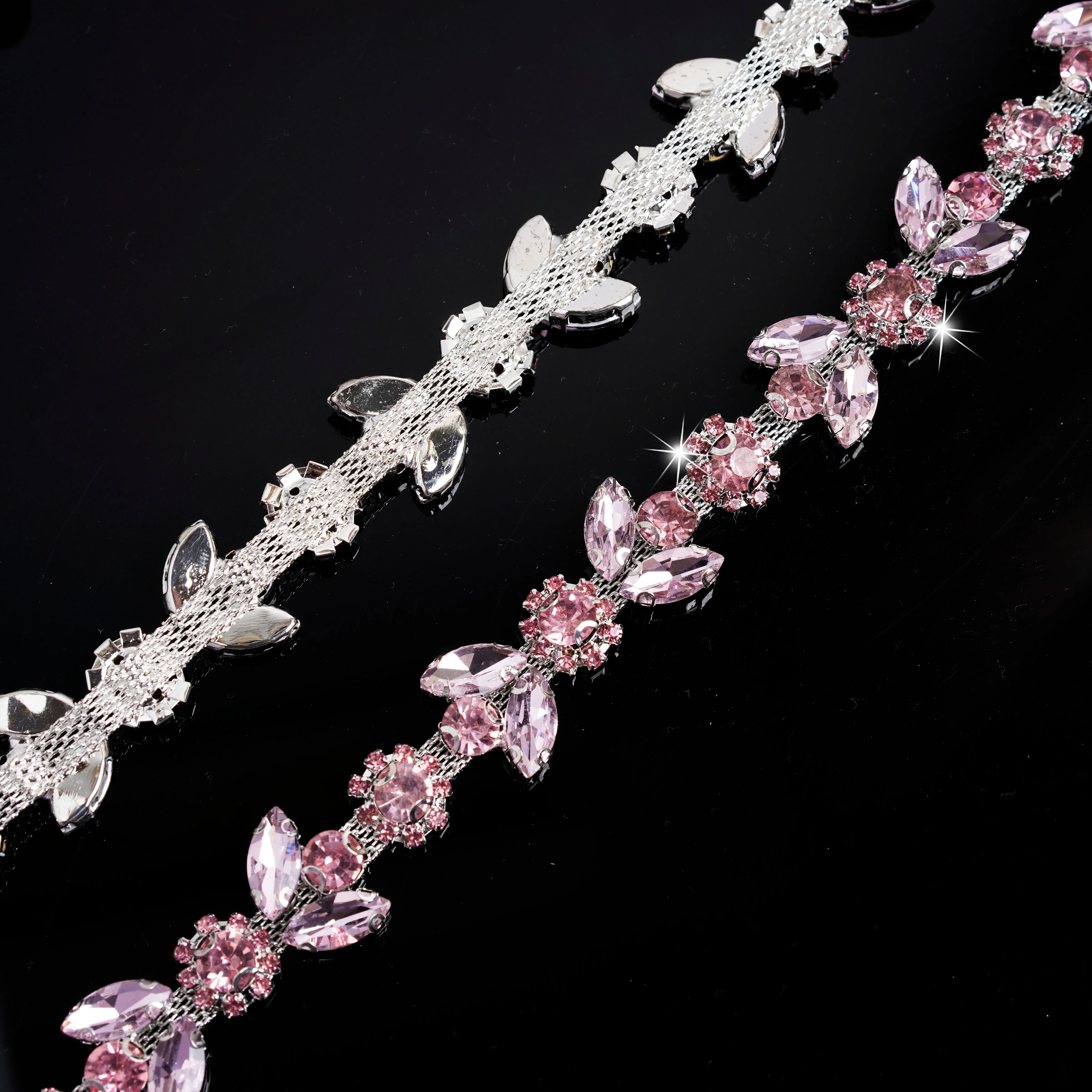 Высокое качество сверкающая хрустальная лента цветок цепочка со стразами для