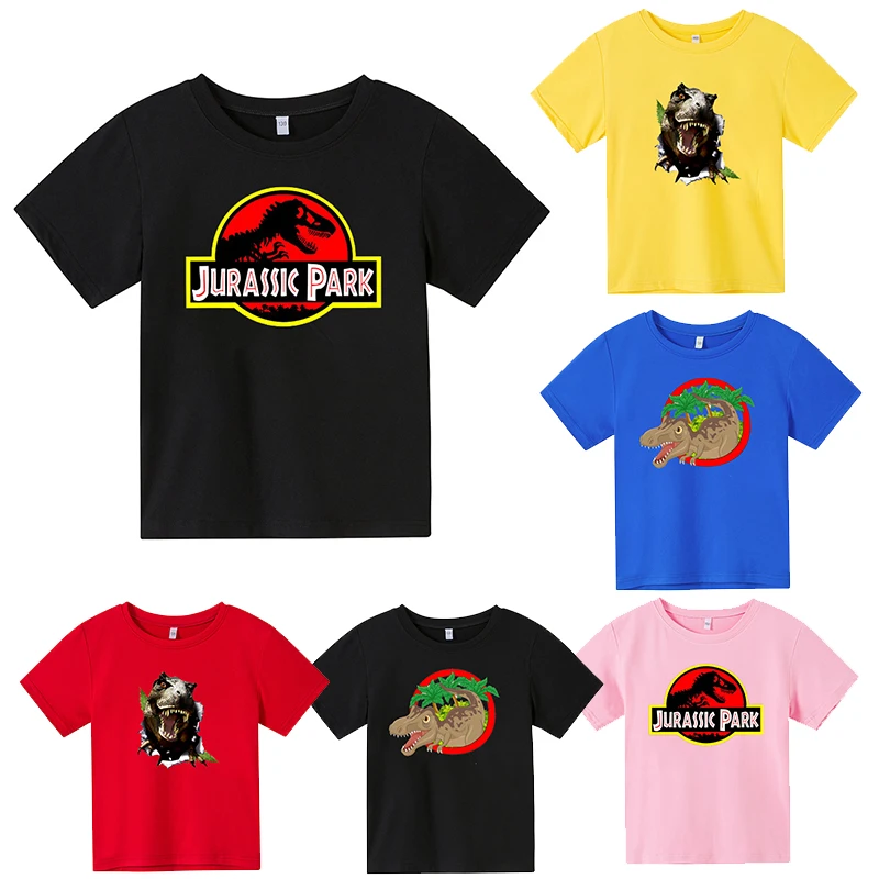 

2022 New Fashion Dinosaur T Shirt Jurassic Park Hip Hop Street Casual Print Summer Boy Girl Unisex 3d Animal Cute Short Sleeve