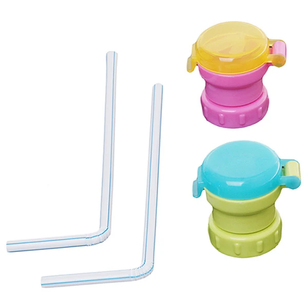 

Kids Water Bottle Cap Spill Proof Juice Soda Water Bottle Twist Cover Cap with Straw Safe Drink Straw Sippy Cap Feeding for Kid