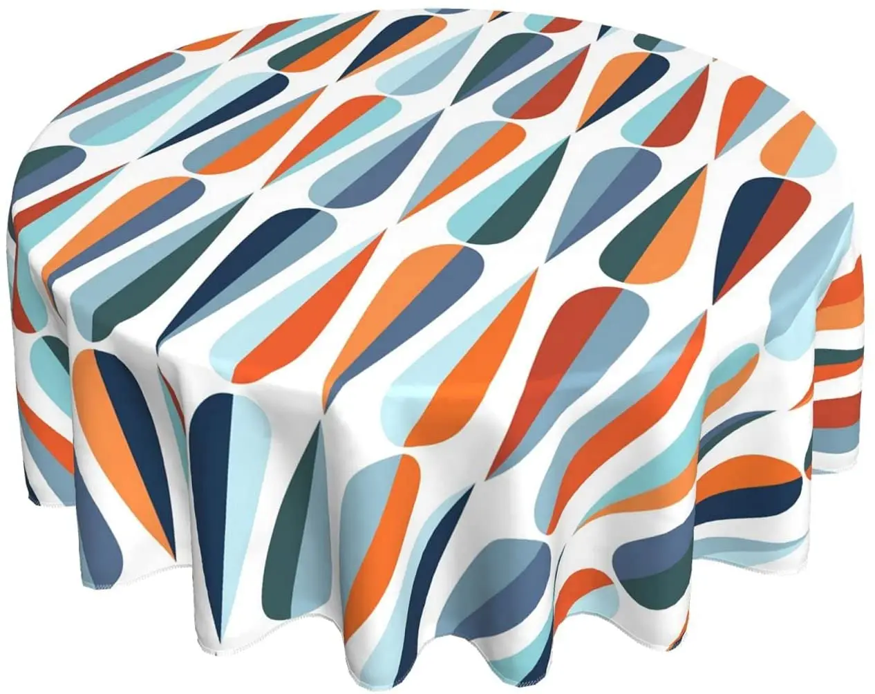 

Mid Century Modern Retro with Drop Shapes in Tones Abstract 60 In Fabric Dining Table Cloth Cover for Holiday Home Picnic Party