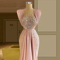 pink sequin sleeveless prom evening dress formal party banquet dress plus size custom