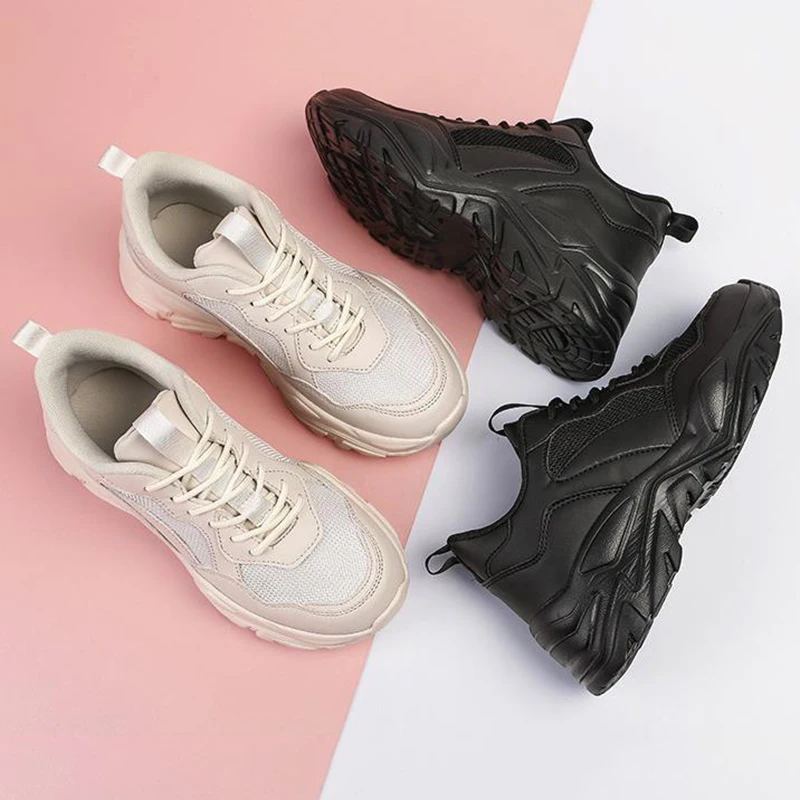 

Женские массивные кроссовки, дышащая обувь для любителей бега, Вулканизированная подошва, повседневные, большие размеры 35-45, на осень