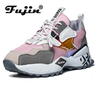 Женские кроссовки на платформе Fujin, повседневные дышащие кроссовки на плоской подошве со шнуровкой на весну и осень 2020