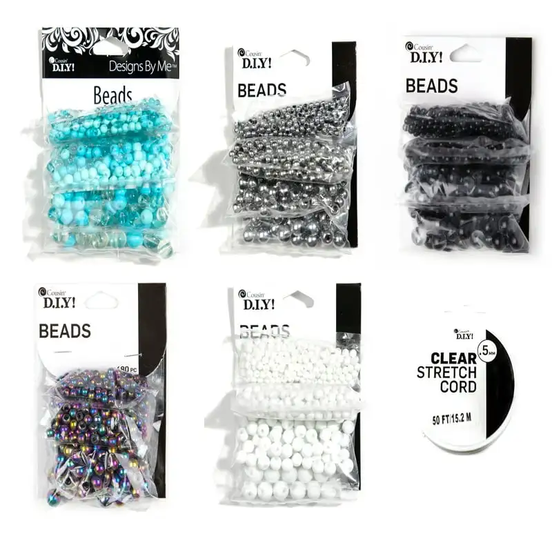 

DIY Glass Bead Bundle in Multiple Colors and Sizes with Stretch Cord