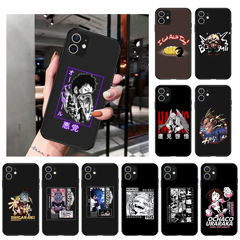 

My Hero Academia Anime Soft Black Phone Case For iPhone 13 12 Pro XS Max X XR 7 8 6 6S Plus 12 13 Mini 11 Pro Max SE 2020 Cover