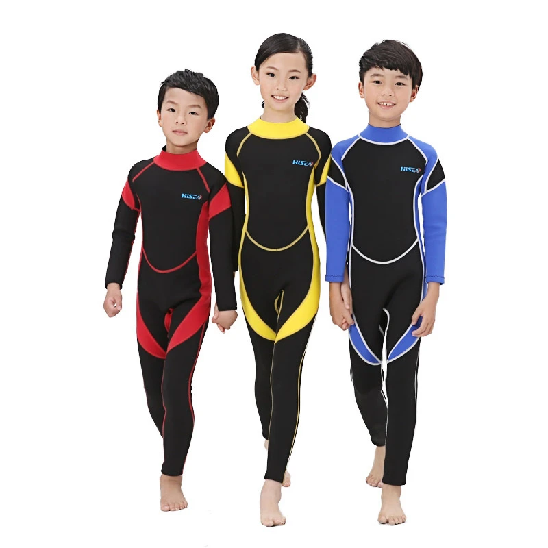 2.5MM Neoprene Wetsuits Kids Swimwears Diving Suits Long Sleeves Boys Girls Surfing Children Rash Guards Snorkel One Pieces