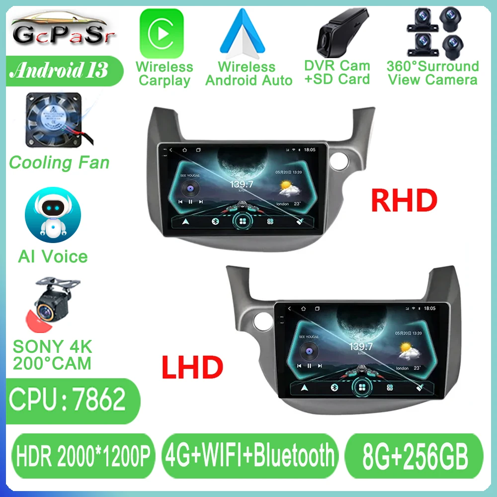Android для Honda Jazz 2 GG 2008-2014 Fit GE 2007-2014 Авторадио Carplay Мультимедийный плеер