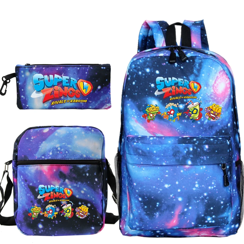 Super zings mochilas livro sacos de viagem mochila portátil escola bagpacks 3 pçs/set para crianças