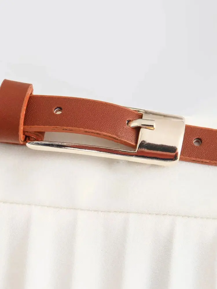 Мини-юбка трапециевидная плиссированная с поясом и высокой талией