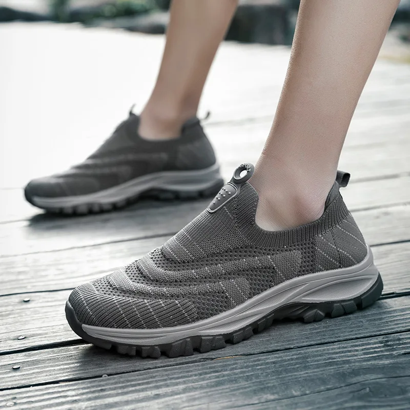 

New Fashion Vulcanize Platform Flats Air Mesh Running Shoes Casual Sports Men Gray Sneakers 45 46