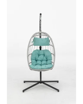 Indoor outdoor wicker hanging chair with cushion 1