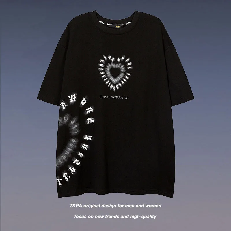 

Harajuku T-Shirt Men Streetwear Retro Loose Letter Print Half Sleeve Tshirts Mens Hip Hop Oversized Tops Couples Summer 2022 New