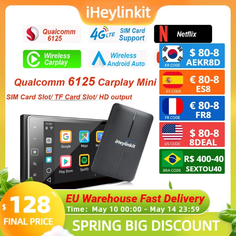 

Wireless CarPlay Ai Box Qualcomm 6125 665 Netflix Youtube Android Auto Car Play Box SIM Android 10 8 Core for Mazda Toyota Benz