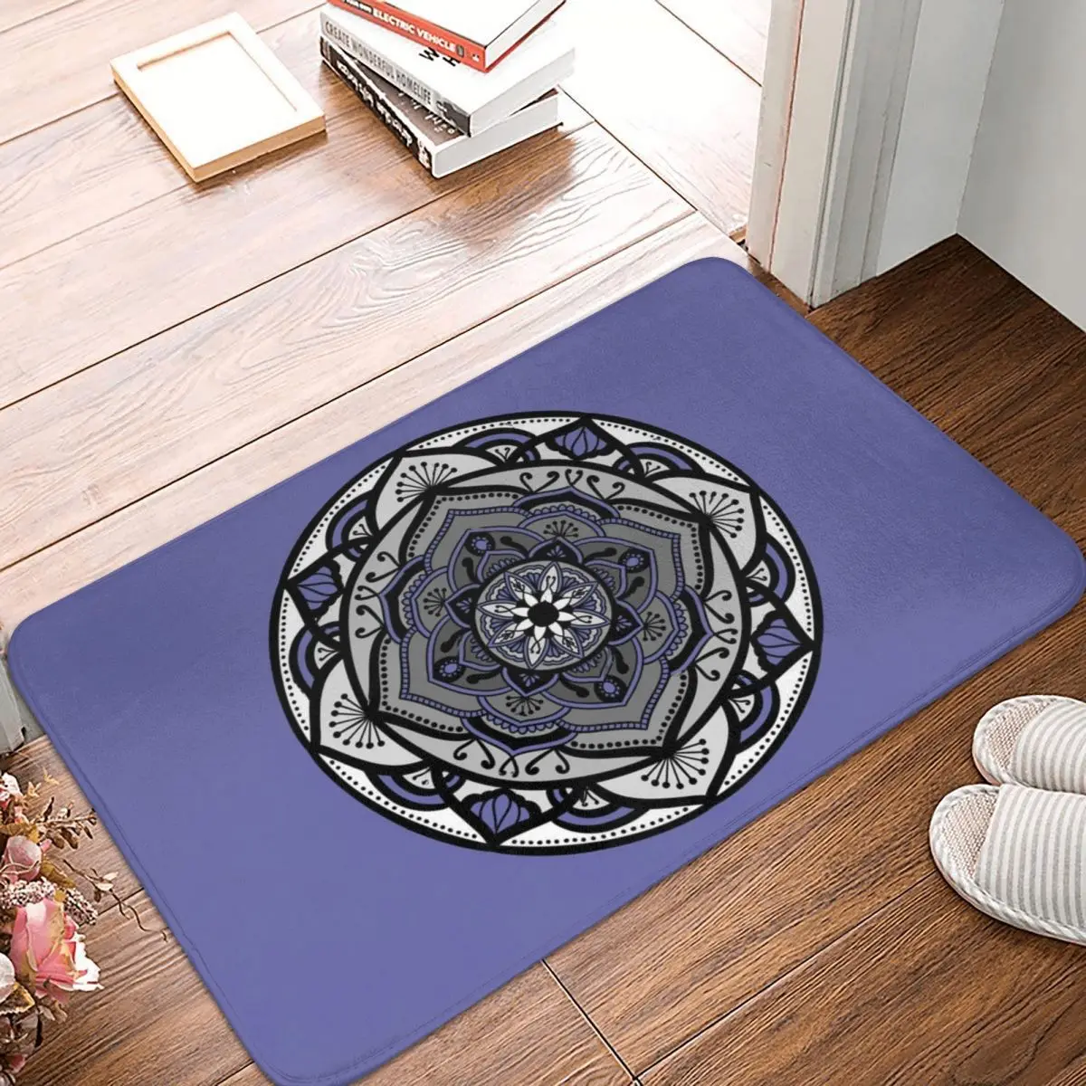 

Mandala Art Very Peri Bath Door Mat Rug Carpet Decor Entrance Living Room Home Kitchen Bathroom Washable Balcony Bathmat Doormat
