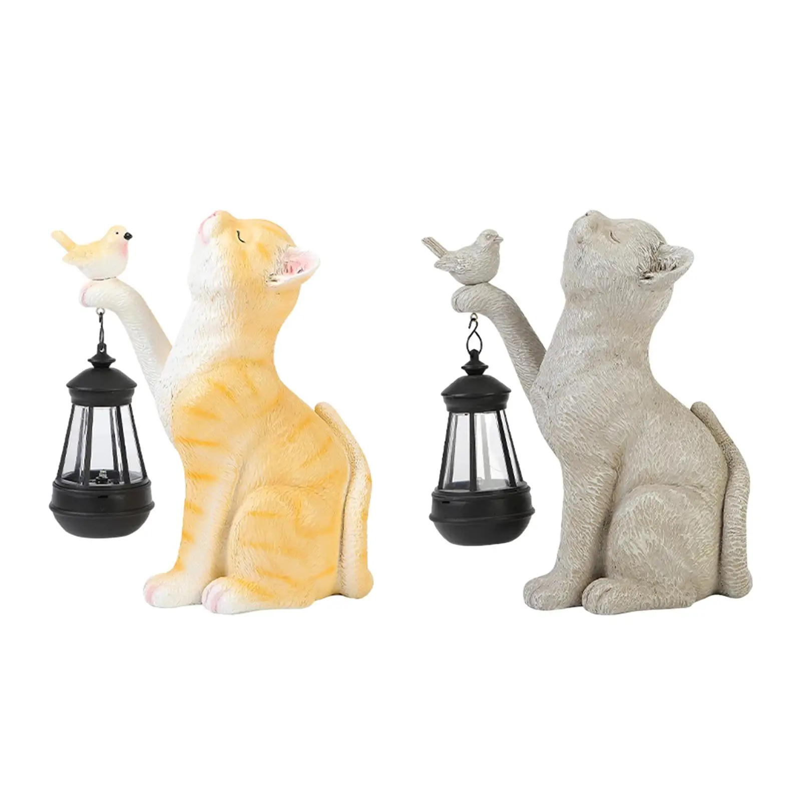 

Cat Outdoor Statue Gifts Ornament Figurine with Solar Lantern Cat Solar Light for Yard Housewarming Gifts Courtyard Outside Lawn