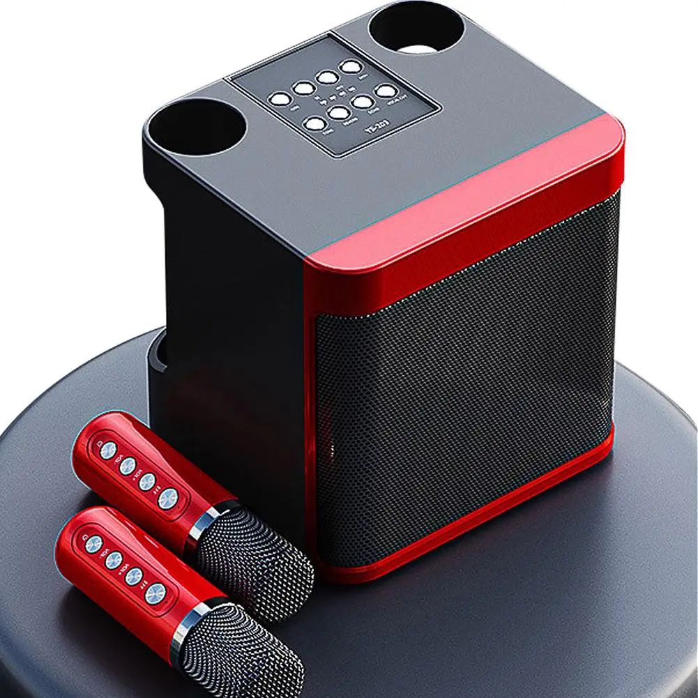 100W Wireless Dual Microphone Bluetooth Speaker Pro Karaoke Portable Smart External Karaoke Device Supports Voice-changing