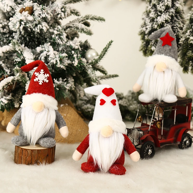 

LuanQI Red And Gray Santa Claus Faceless Doll Xmas Tree Ornament 2022 Merry Christmas Decor For Home Happy New Year 2023 Gift