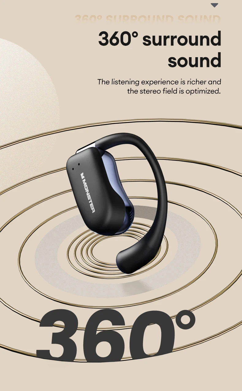 Monster XKO07 Bluetooth-наушники в спортивном стиле с микрофоном Динамический вокализм