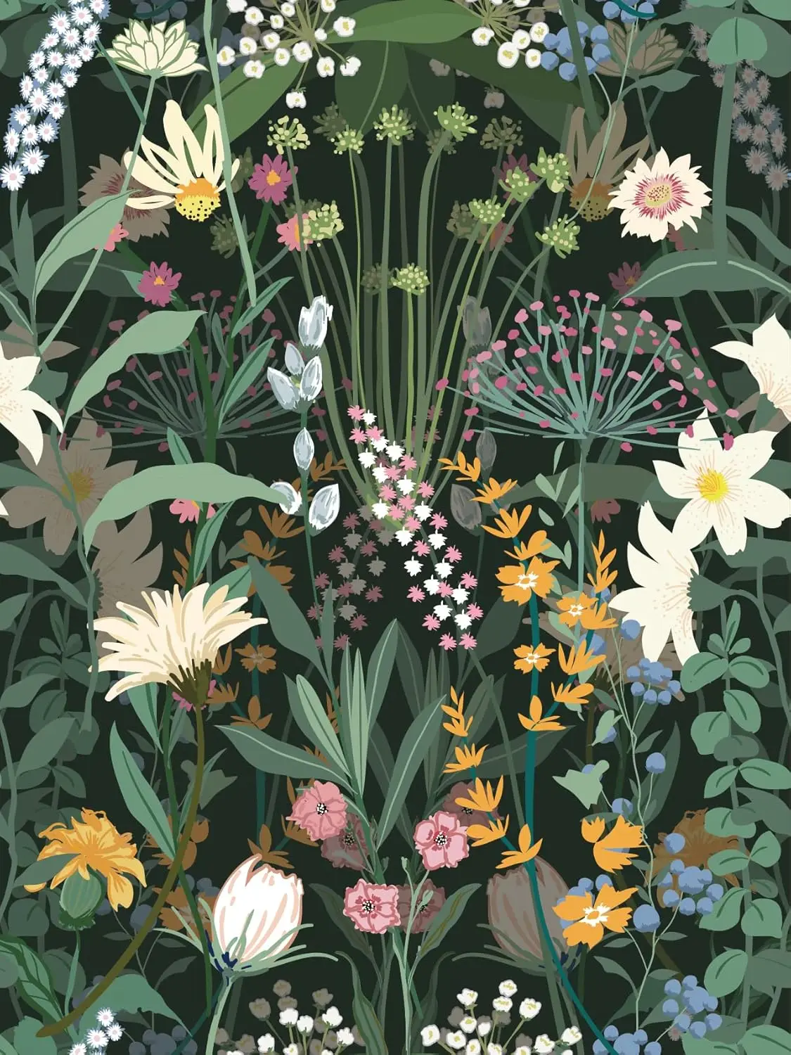 

Виниловые обои Brangdy, ботанические зеленые, цветочный рисунок