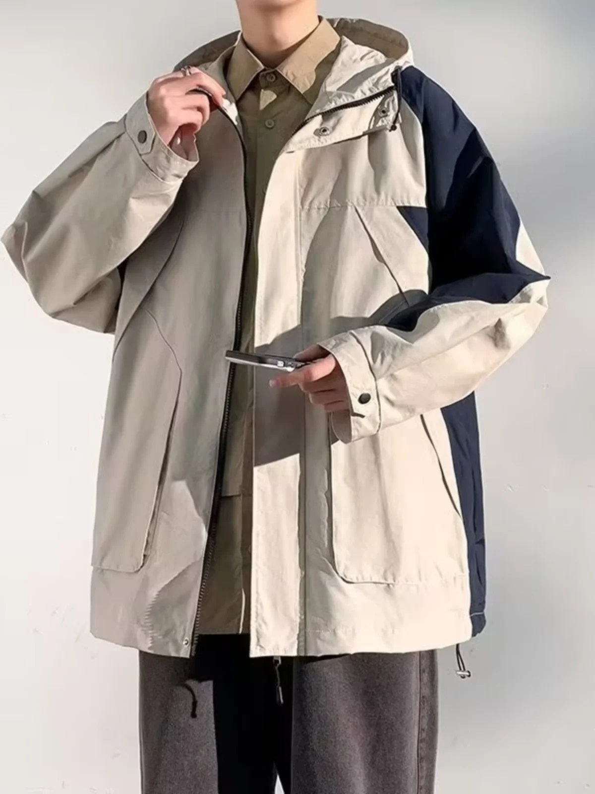 Jacket Outerwear Men's Spring and Autumn American Outdoor Contrast Color Patchwork Pu Shuai High-Grade Fashion Brand Loose Ca...