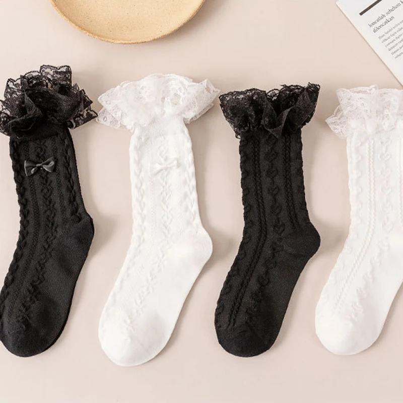 

Fashion Socks Lolita Style Japanese Cute Girl Woman Fashion Lace Socking Sweet Retro Frilly Ruffle Cotton Princess Socks