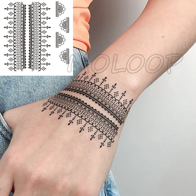 Waterproof tattoo sticker arrow triangle totem flower band fake tatoo hand arm water transfer flash small art temporary tatto