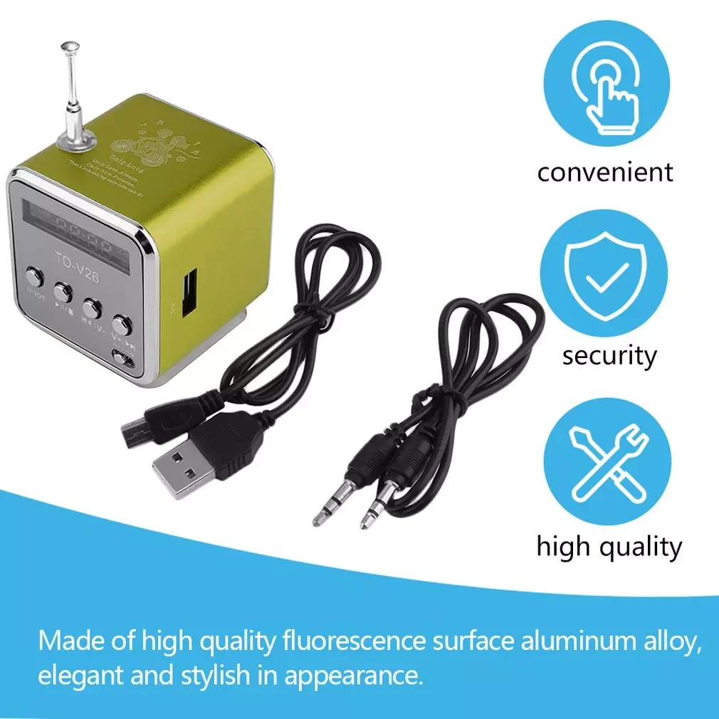 

Portable Aluminum Alloy Micro USB Mini Stereo Super Bass Speaker Musica MP3/4 FM Radio Receiver
