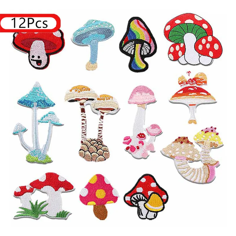 

Нашивки «сделай сам» в виде грибка, шарфы, шторы, приклеиваемая утюгом ткань, искусственная ткань, мультяшная модная вышивка