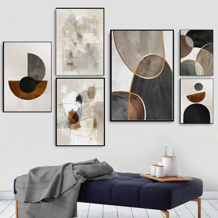 Скандинавский минималистичный художественный стиль абстрактный геометрический плакат настенный художественный Рисунок на холсте линия м...