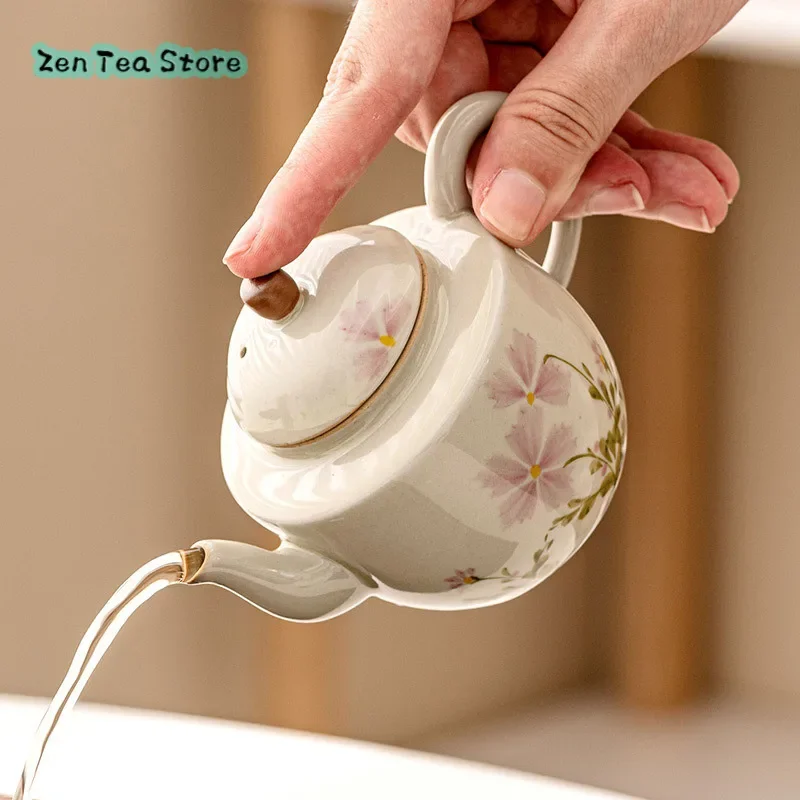 Деревянный ясень маленькая ромашка керамический чайник домашний маленький с