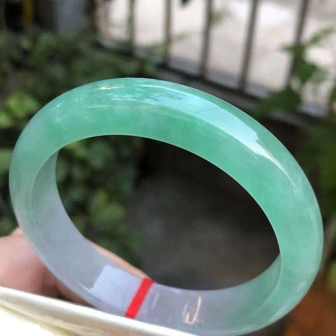 

Natural Myanmar jadeite bangle flat bar real jadeite bangle natural green jade stone for woman temperament bracelets 55mm 11