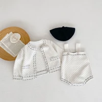 2022 autumn new children knitted cardigan sweater girl baby cotton long sleeve tops coats kid fashion suspenders romper clothes