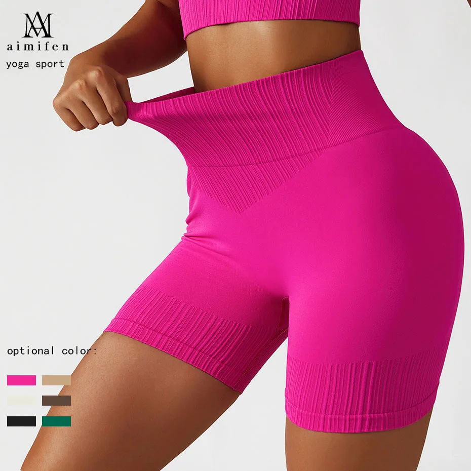 Women Yoga Pants High Waist Push Up Shorts Scrunch Elastic Butt Lifting Fitness Pants Workout Seamless Cycling Shorts Leggings