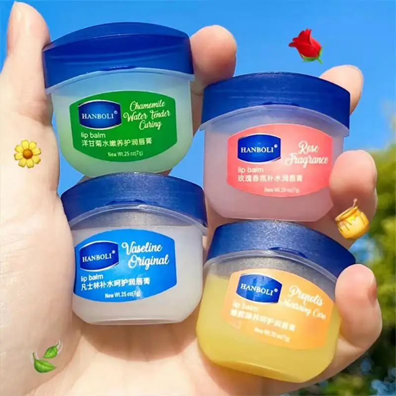 

4PCS Vaseline Moisturizing Lip Balm Set Hydrating Nourish Reduce Lip Lines Anti-Cracking Lip Care Petroleum Jelly Lipstick Base