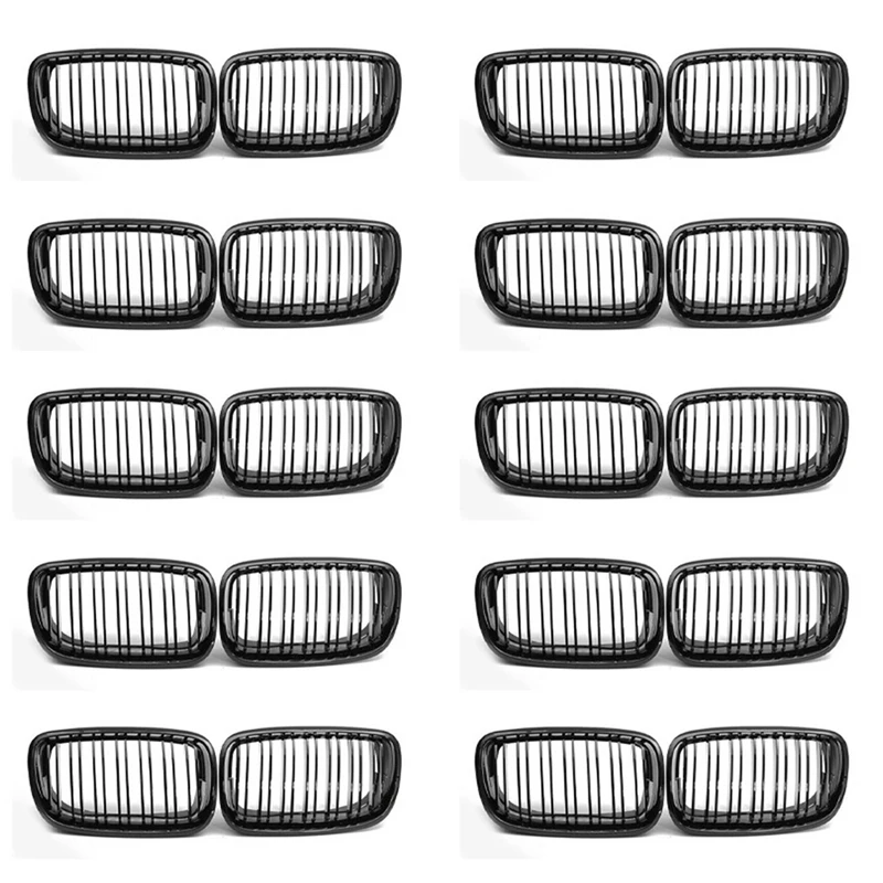 

Гриль X5 X6, передняя решетка радиатора с двойной линией почки для 2007-2013-BMW X5 E70 X6 E71 (ABS глянцевый черный гриль, набор из 20 шт.)