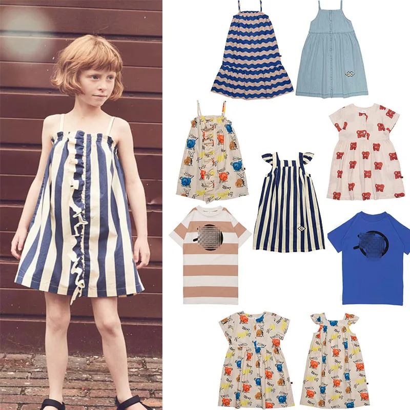 

EnkeliBB Designer Kid Clothes Dresses For Summer 22SS Wyn Toddler Girls Short Sleeve Dress Brand Children Cartoon Pattern Dress