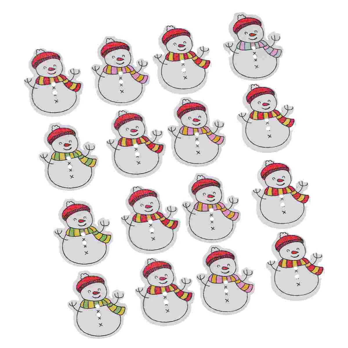 

Buttons Button Christmas Wooden Snowman Sewing Crafts Embellishments Cartoon Diy Decorative Craft Holes Clothing Mini