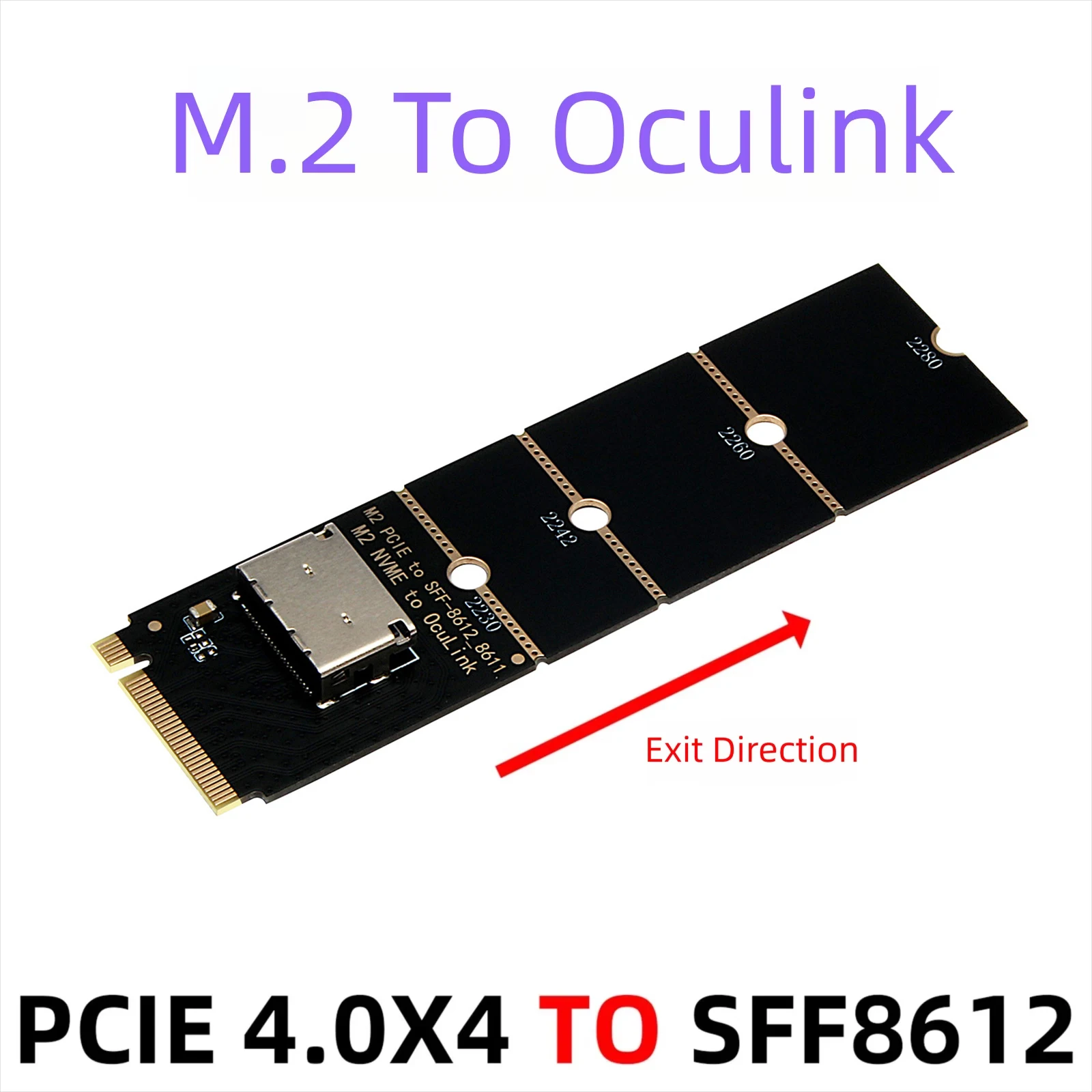 Фото Адаптер M.2 NVMe на Oculink (гнездо) SFF-8612, карта-адаптер PCIe x4 для накопителей U.2 Gen 4 №3