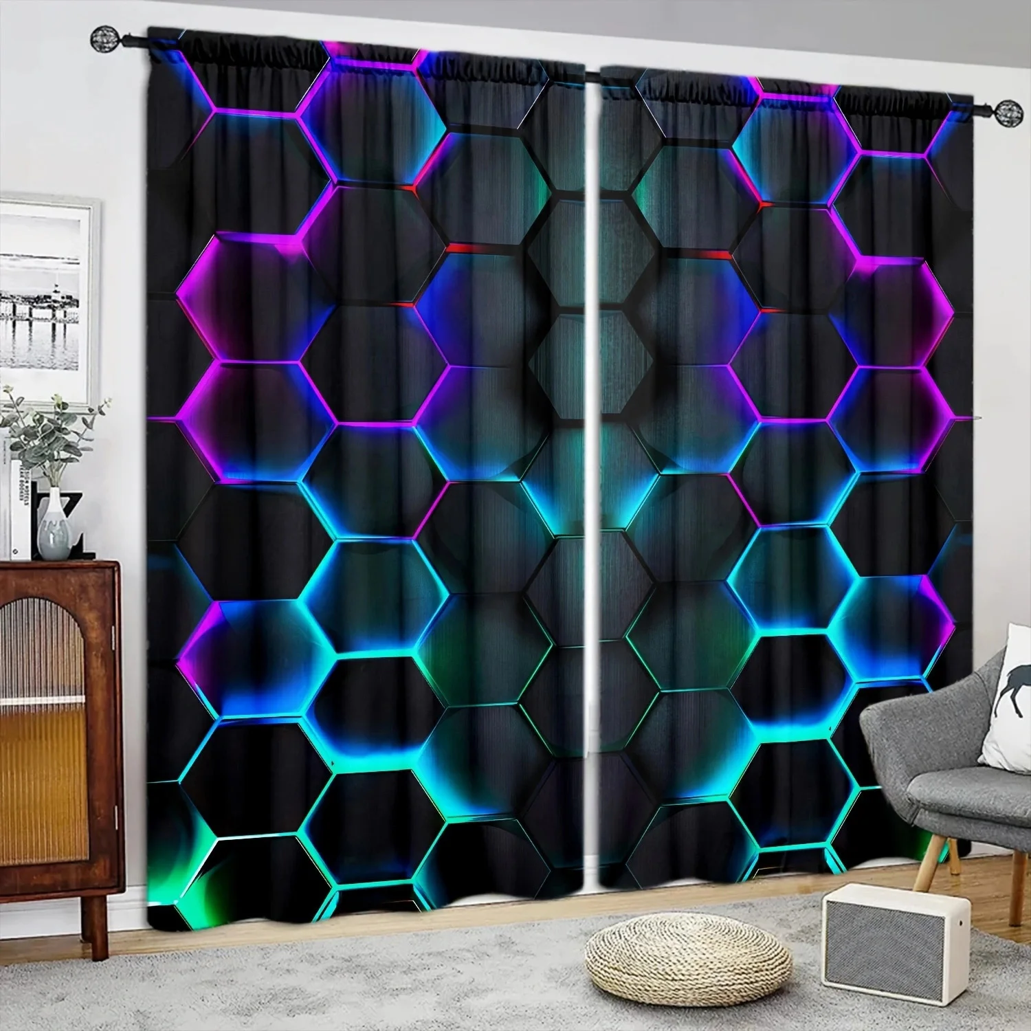 Штора с шестигранным рисунком для домашнего декора спальни кухни гостиной