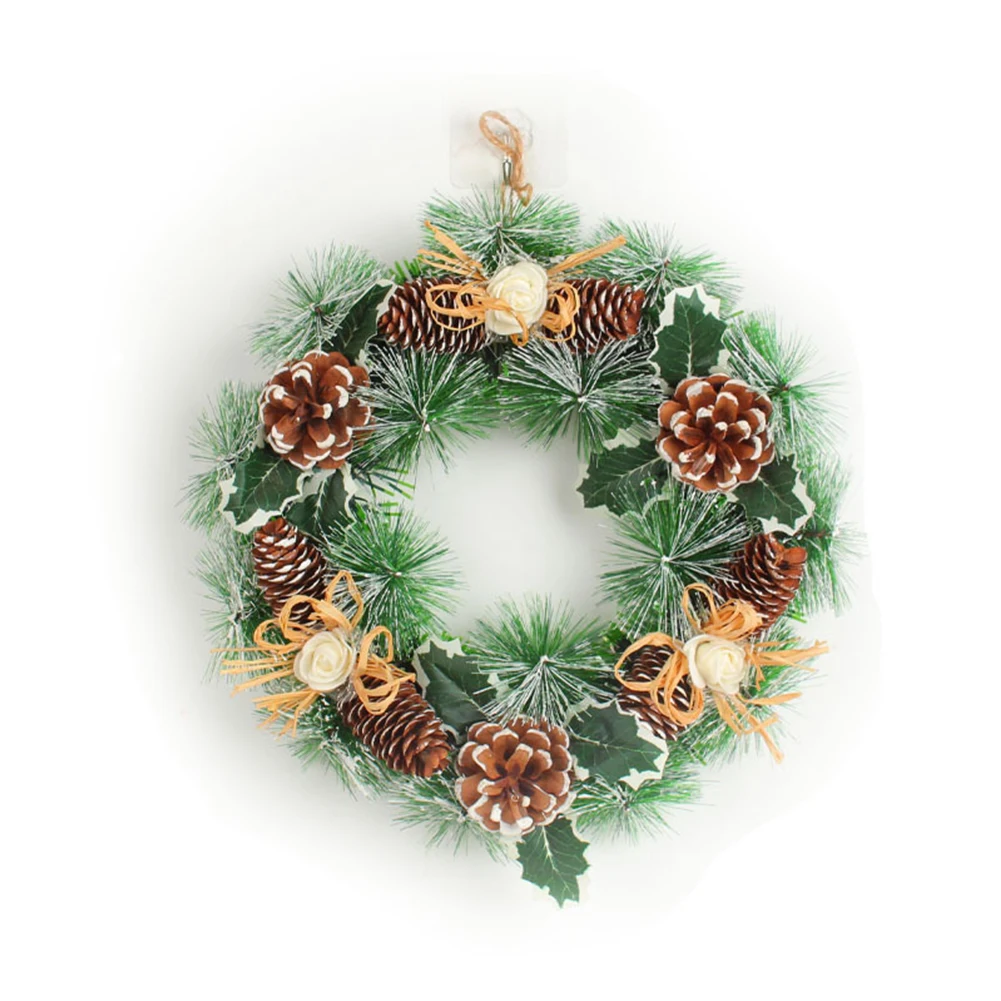 

30cm Christmas Garland Door Wreath Xmas Fireplace Decor Door Wall Hanging Decoration Merry Christmas Tree Wreath Navidad