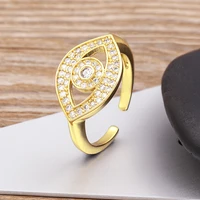 light luxury zircon turkish evil eye inlaid shiny crystal gold plated ring women charm jewelry fashion party exquisite gift