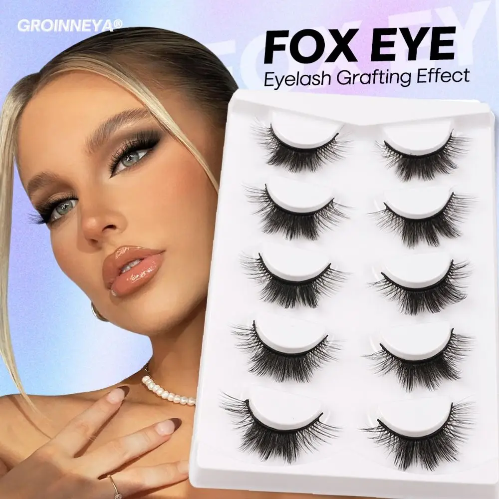 

5 Pairs Of Charming Cat's Eyelashes Artificial Mink Slender Eyelashes Soft Fluffy Natural False Eyelashes