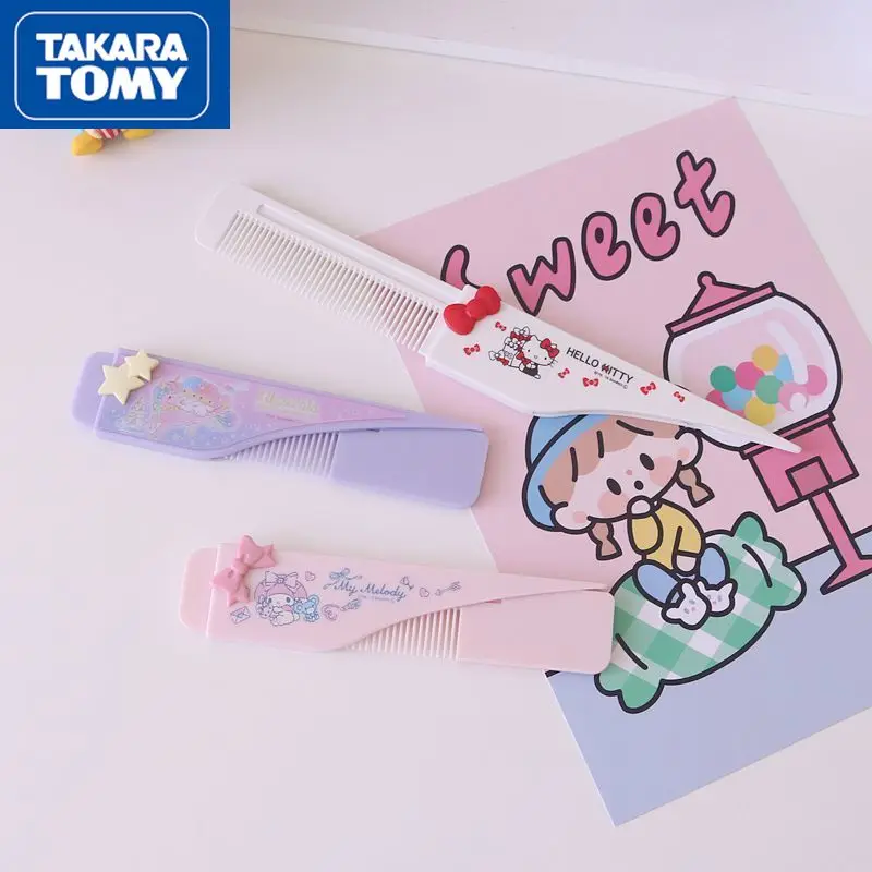 

TAKARA TOMY женский мультяшный Hello Kitty портативный пластиковый простой студенческий творческий складной Милая расческа