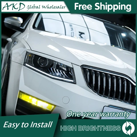 Для SKODA Octavia Фара 2015-2017 12V H7 Светодиодные противотуманные фары DRL Дневные ходовые огни Тюнинг Автомобильные аксессуары Octavia AKD Фара